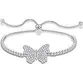 STARCHENIE 925 Sterling Silver Butterfly Bracelet for Women Adjustable Slider Bracelet 9 Inches