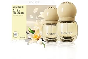 CARORI Car Air Freshener Vent Clip, Car Fresheners Long Lasting Scent (13ml x 2 Pack), Up to 180 Days, Air Freshener Deodorizer Odor Eliminator for Auto - Vanilla Perfume