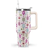 wmvhdiw 30 oz Pickleball Coffee Mug Vacuum Insulated Travel Tumbler with Handle, Lid & Straw - Perfect Pickleball Gifts for Players, Coaches, Lovers | Pickleball Accessories