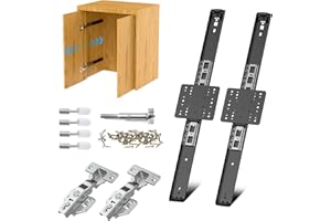 LOODMEO Sliding Hidden Door Track, Pocket Door Hardware, Smooth Gliding Pocket Door Slides with Hinges for Cabinet and Recessed Doors (18IN, Set, 1)