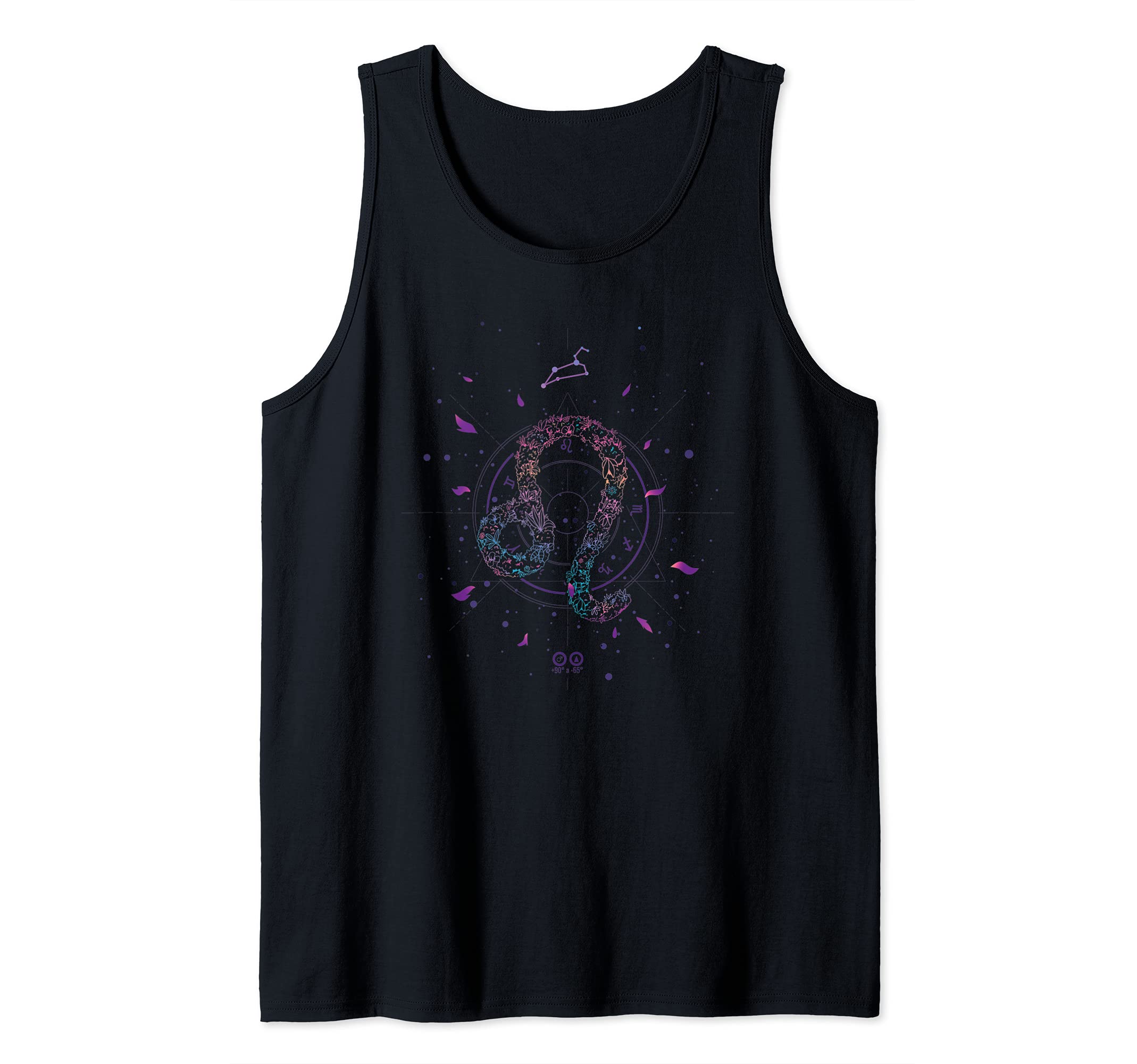 LEO FLORAL ZODIAC SIGN Astrological Vaporwave Line Art Tank Top