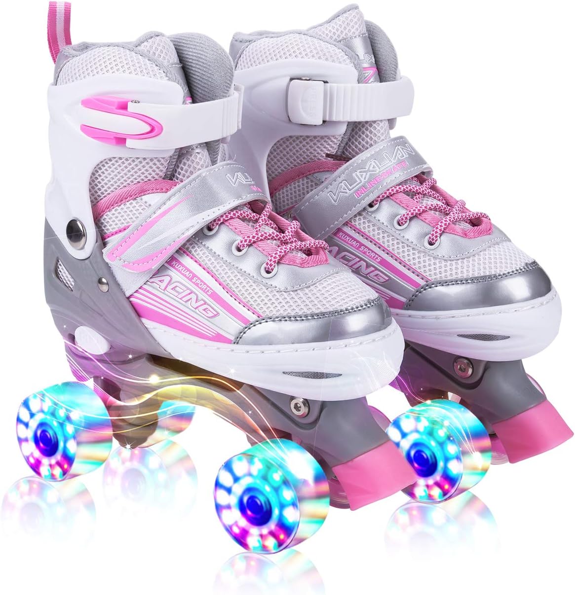 Kuxuan Saya Roller Skates Adjustable for Kids,with All Wheels Light up,Fun Illuminating for Girls and Ladies