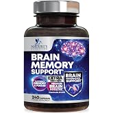 Brain Memory Supplement Pills - 3X Strength Nootropics for Concentration, Clarity &amp; Focus Support - Brain Cognitive Vitamins with Phosphatidylserine &amp; Green Coffee Bean, Brain Booster - 240 Capsules