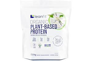 LEANFIT ORGANIC PLANT-BASED PROTEIN, Natural Vanilla - Vegan, Soy Free, Gluten Free, Dairy Free, Sugar Free - 21g Protein, 44