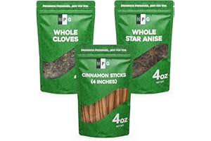 NPG Whole Cloves, Star Anise, and Cinnamon Sticks, 4 Oz Each (Pack of 3), All-Natural, No Preservatives, Perfect for Baking, Cooking, and Crafting, Essential Kitchen Refill