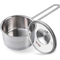 Saucepan Stainless Steel, ROCKURWOK 1qt Saucepan Small Pot for Cooking with Lid, 1 Quart