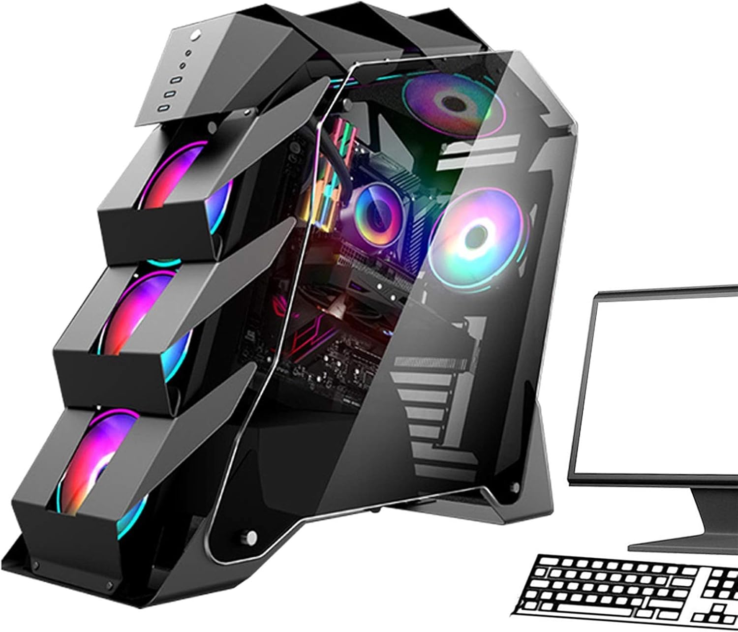 Amazon.co.jp： ゲーミングPCケース ATX/MICROATXゲーミングケースPCデスクトップコンピュータケース、フルテンパー