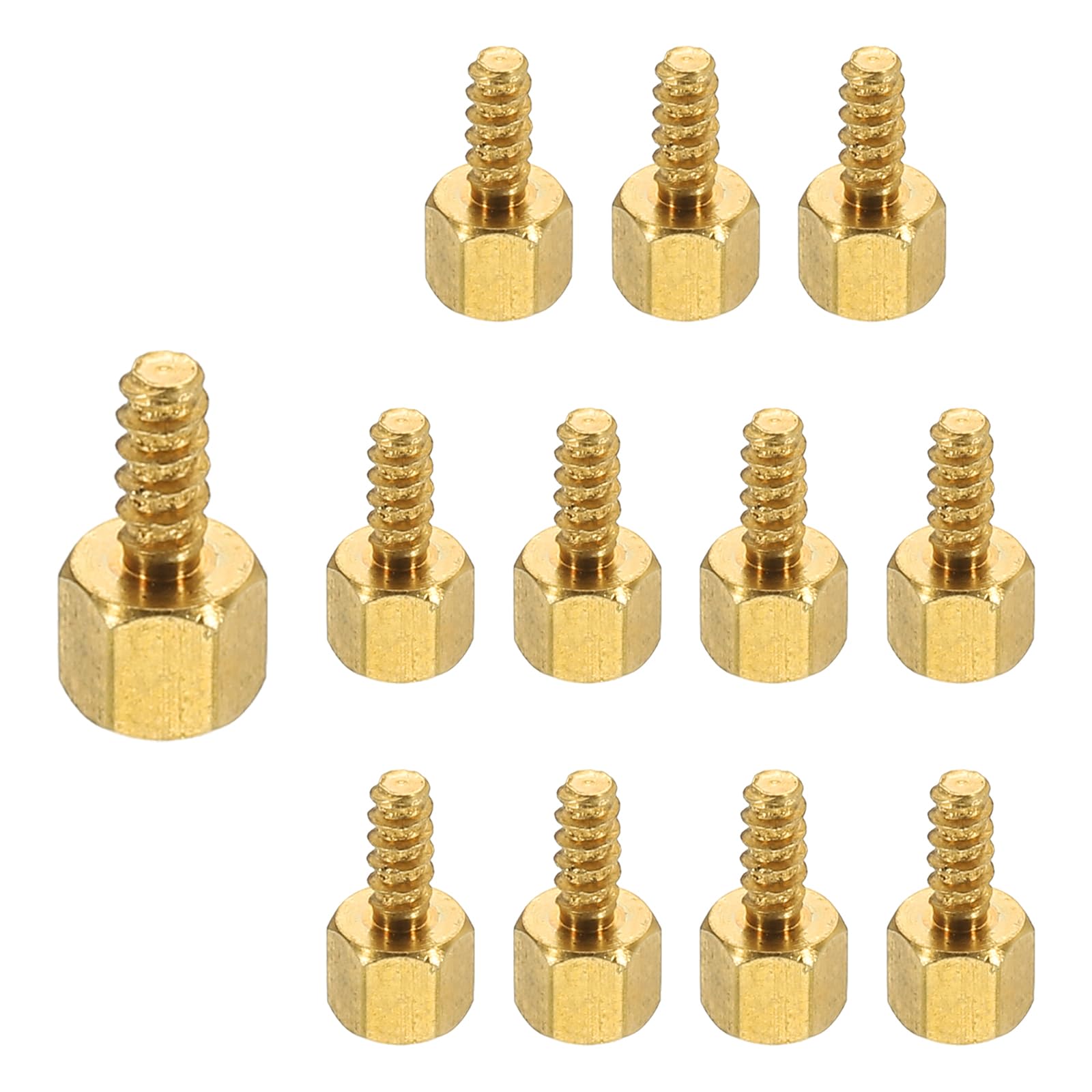PATIKIL 12pcs M2.5 Male to Female Self-Tapping Hex Standoffs Spacers Pillars, M2.5 4+6mm Brass Motherboard Standoffs Copper — image 1