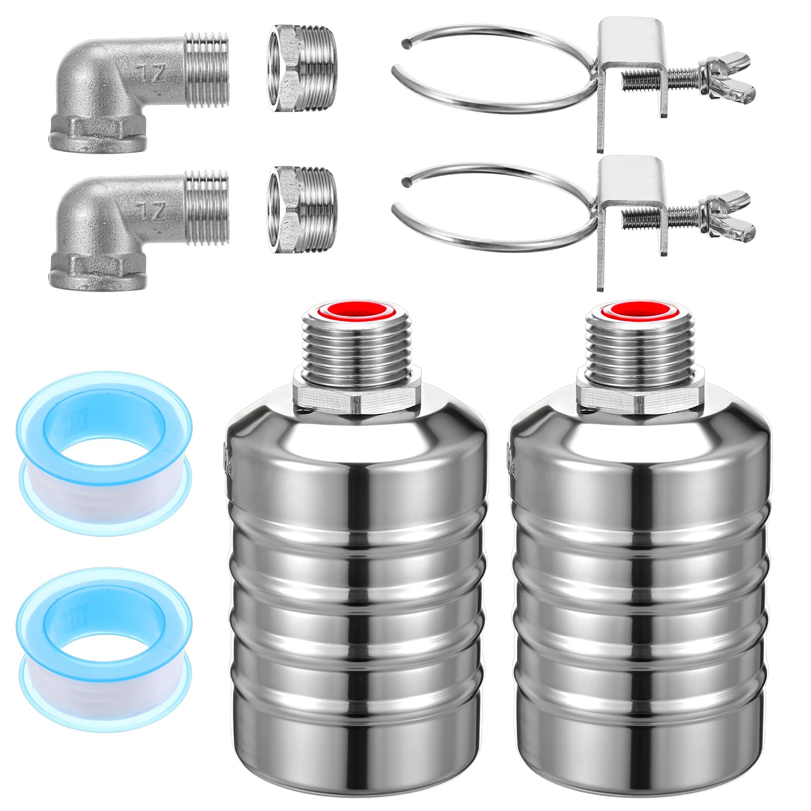 Photo 1 of 2 Pack Water Float Valve 1/2" to 3/4'' Auto Shut off Water Tank Float Valve 304 Stainless Steel Fully Automatic Level Control for Pool, Livestock Troughs