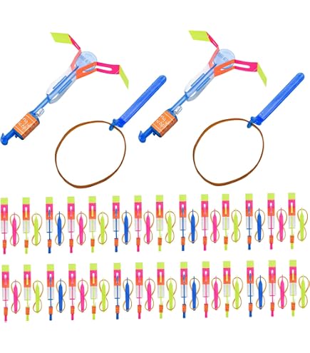 CAKEEYUM Flèche hélicoptère élastique Copters avec lumière LED Couleur aléatoire 48 pièces flèche hélicoptère Volant LED catapulte Volante Jouets CAKEEYUM Flèche hélicoptère élastique Copters avec lumière LED Couleur aléatoire 48 pièces flèche hélicoptère Volant LED catapulte Volante Jouets