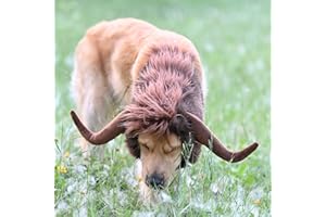 ONMYGOGO Funny Pet Moose Costumes for Dog, Cute Furry Pet Wig for Halloween Christmas, Pet Clothing Accessories (Bull, Size L)
