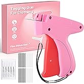 Fine Stitch Gun for Clothes, Stitchy Microstitch Gun, Quick Clothing Fixer, Handheld Stitch Tagging Gun for Clothing, Mini Sewing Gun Kit with 6 Needles, 1000 Black & 1000 White Fasteners (Pink)