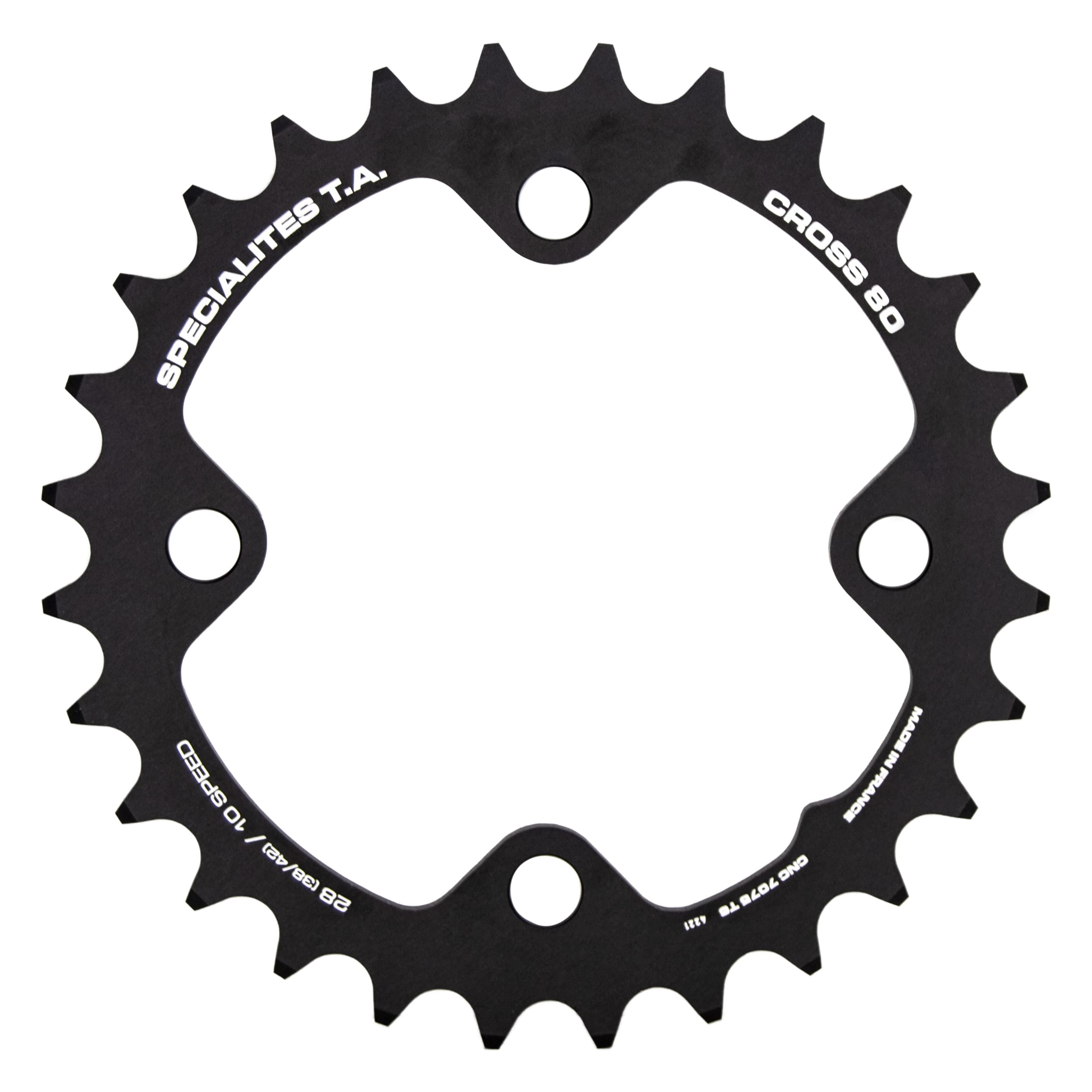 Spécialités TA Cross 4 Arm 10 Speed Chainring, Black, Inner (PCD 80mm), 28t — image 1