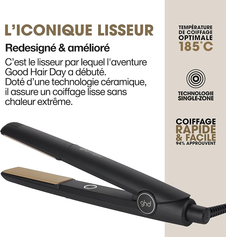 - Lisseur cheveux ghd Original - Fer à lisser professionnel (Noir)