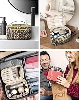 Wandering Nature Travel Makeup Bag with Brush Compartment Leopard Vegan Leather view 6