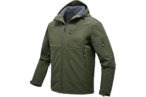 JHMORP Men's Spring Fall Jackets Waterproof Lightweight Full Zip Hiking Work Softshell Fleece Jacket Coat
