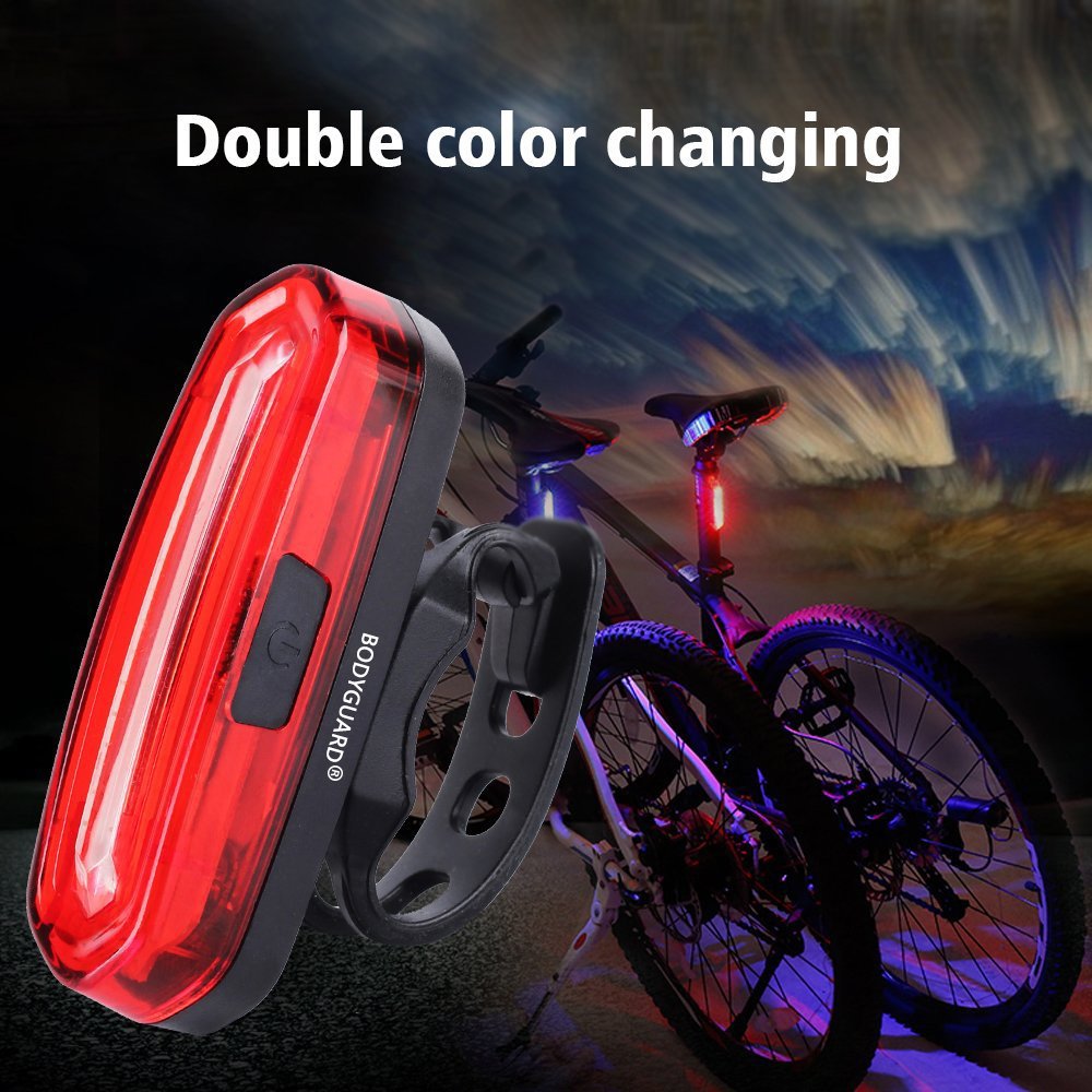 Bodyguard Bike Tail Light-USB Charging,120lm, 6 Light Modes, Waterproof, Helmet Front Light Accessories. High Intensity LED Fits on any Bicycles. Easy To install for Cycling Safety Flashlight