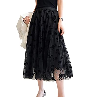 Download Buy Women Layered Mesh Floral Embroidery Tulle Midi Skirt Online In Indonesia B08svs3jps