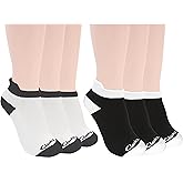 Clarks Women's Half Cushion Low Cut Tab Socks 6 Pair, White/Black, Women's 4-10 Shoe