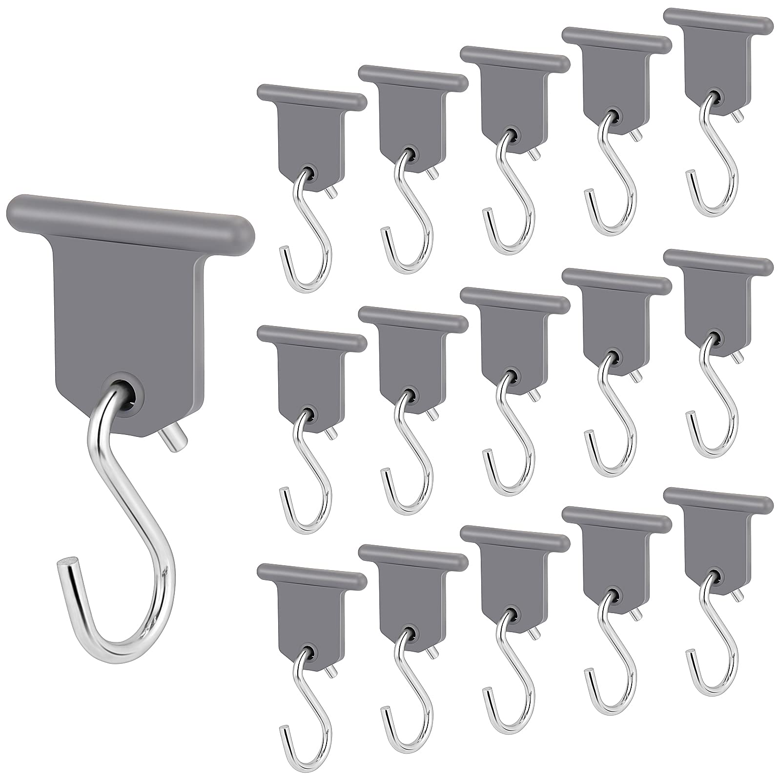 Homgaty RV Awning Accessory Hangers, 16Pcs S Hook Hangers for RV, Party Lights, Camping Tent, Motorhome, Caravan, Campervan, Indoor and Outdoor Christmas Decoration (Grey)