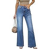 Metietila Wide Leg Jeans for Women Mid-Rise Stretchy Baggy Jeans Distressed Denim Pants Trendy