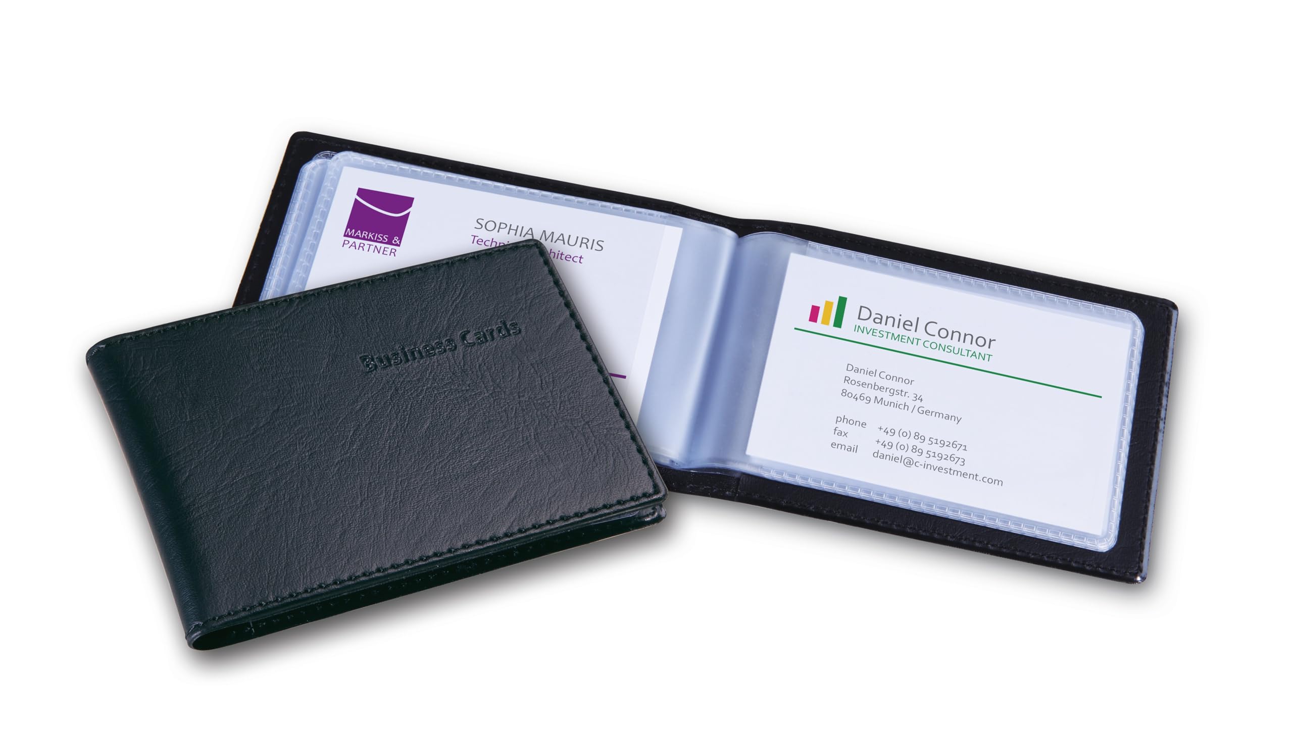 SIGEL VZ170 Card Holder / Card Wallet, leather-look, for up to 40 cards, Black