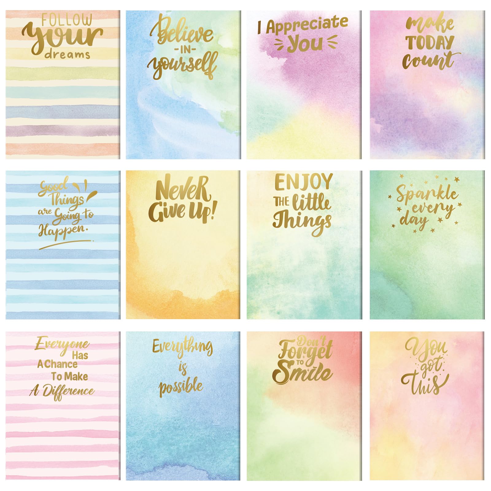 Photo 1 of 12 Pieces Appreciation Sticky Notes 3 x 4 Inch Fun Motivational Inspirational Positive Modern Cute Encouragement to Do List Notepad for Shopping List Study Planner 30 Sheets Each(Dreamy Style)