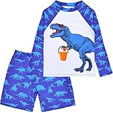 Boys Two Piece Rash Guard Swimsuits Sets Kids Long Sleeve Sunsuit Swimwear Sets