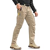 MOURCE Mens Tactical Work Pants, Water Resistant Ripstop Durable Cargo Pants, Outdoor Breathable Hiking Pants Khaki