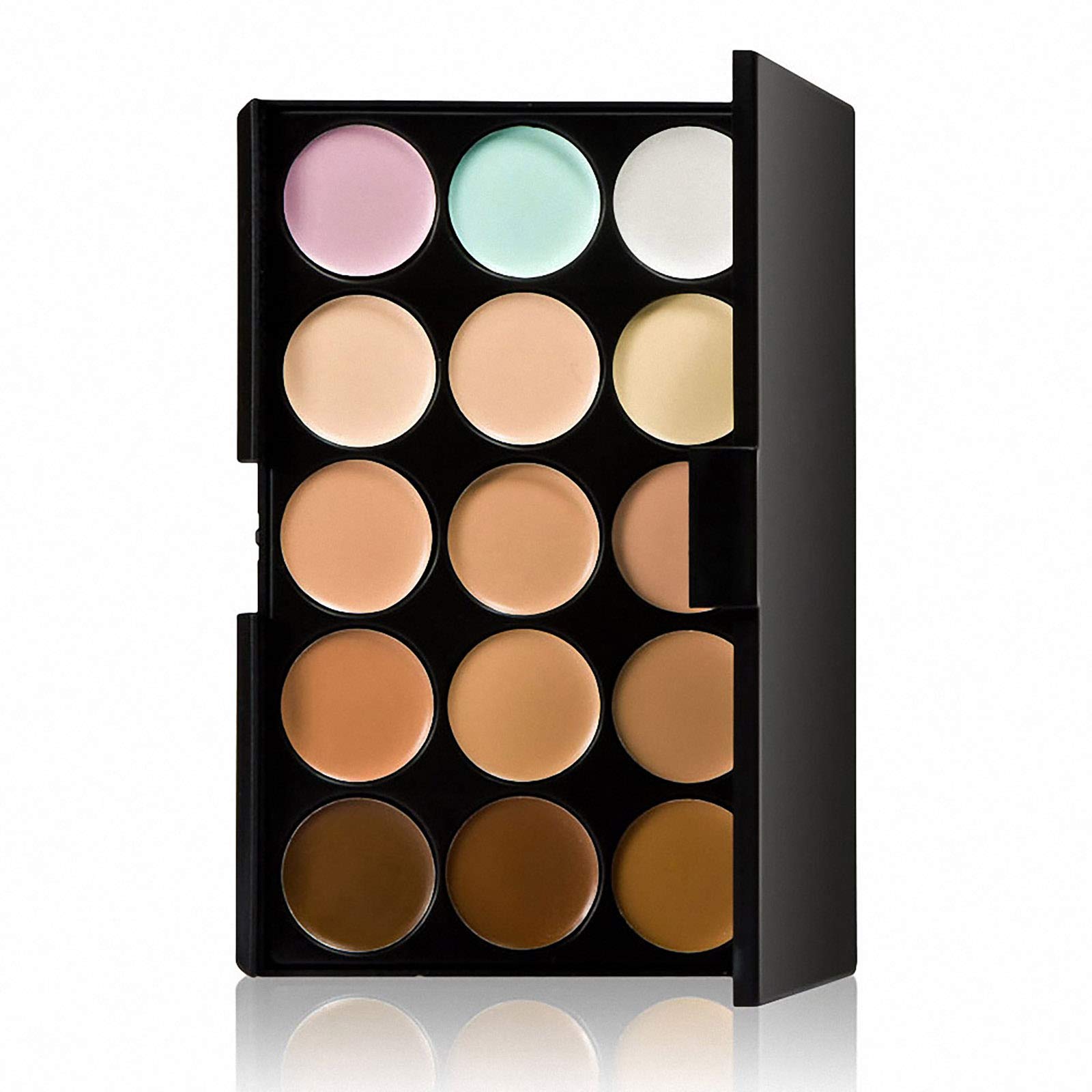 Anself Concealer Palette, 15 Colors Makeup Palette Facial Camouflage Contour Palette with Sponge Puff Oval & Makeup Brush Beauty Make up Cream