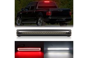R&F Auto F1 Style Strobe LED Third Brake Light Replacement for F150 (1997-2003), F150 Heritage (2004) Roof Cargo Lights High Mount Stop Lamp with Seal Foam Gaskets (Smoked Lens)