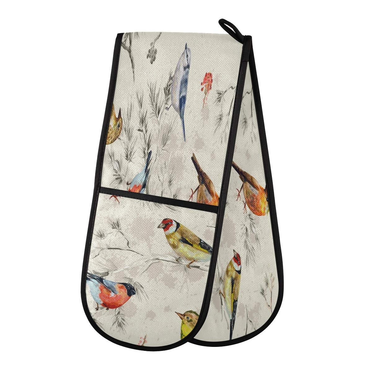 ZZXXB Bird on the Tree Double Oven Mitt Heat Resistant Non-Slip Kitchen Gloves Extra Long 7" x 35" for Cooking Baking Barbecue Grilling — image 1