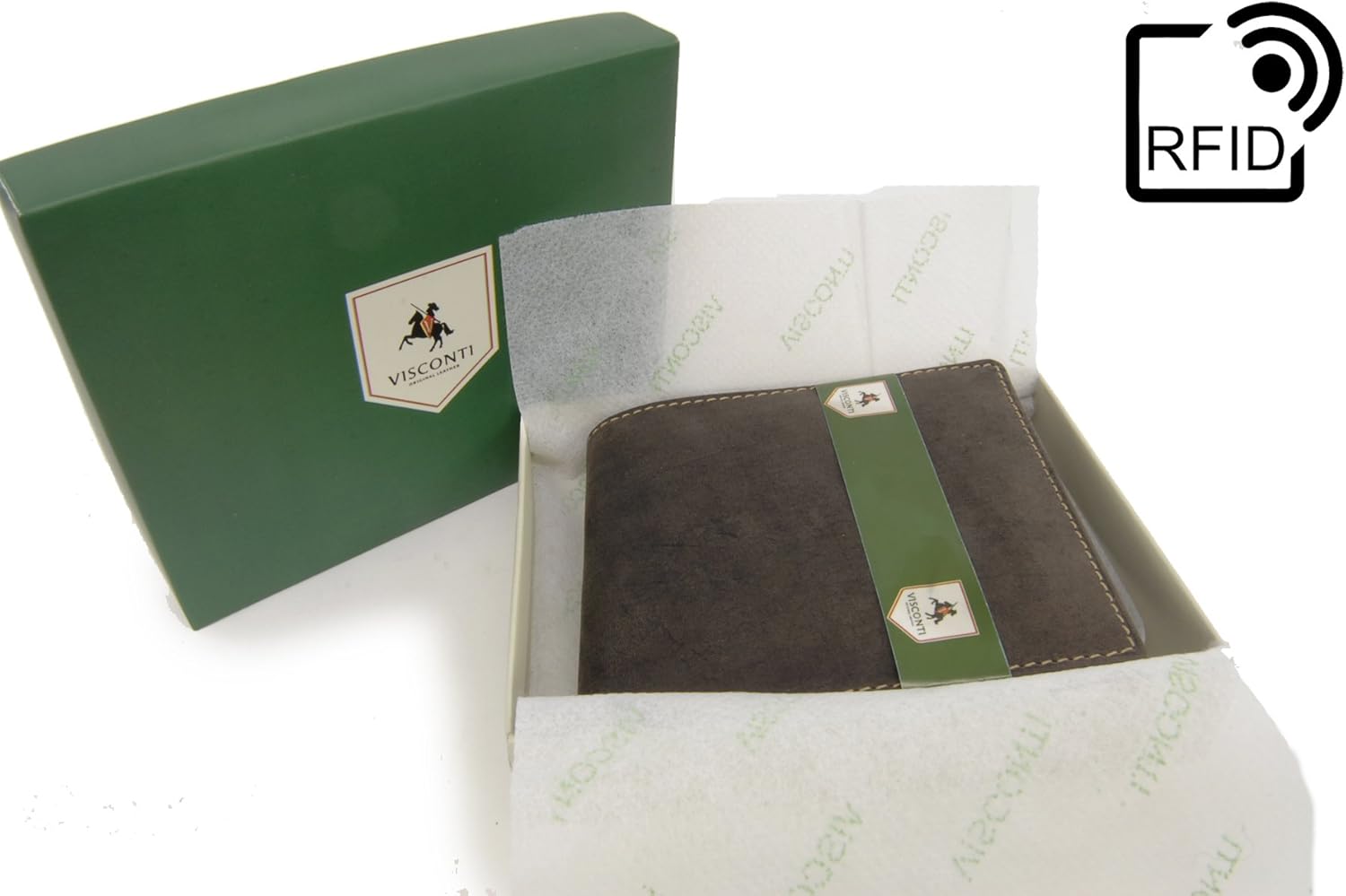 VISCONTI, Men's Small Bifold Leather Wallet, RFID Protected, 6 Credit Card Slots, Note Section & Coin Pocket, Gift Boxed - Image 5