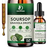 (2 Pack) Organic Soursop Graviola Liquid Drops, Soursop Extract Organic Pure for Natural Antioxidant, Cell Support &amp; Regeneration, Immune Boost, Soursop Bitters Liquid Rich in Multivitamin - 2 FL OZ