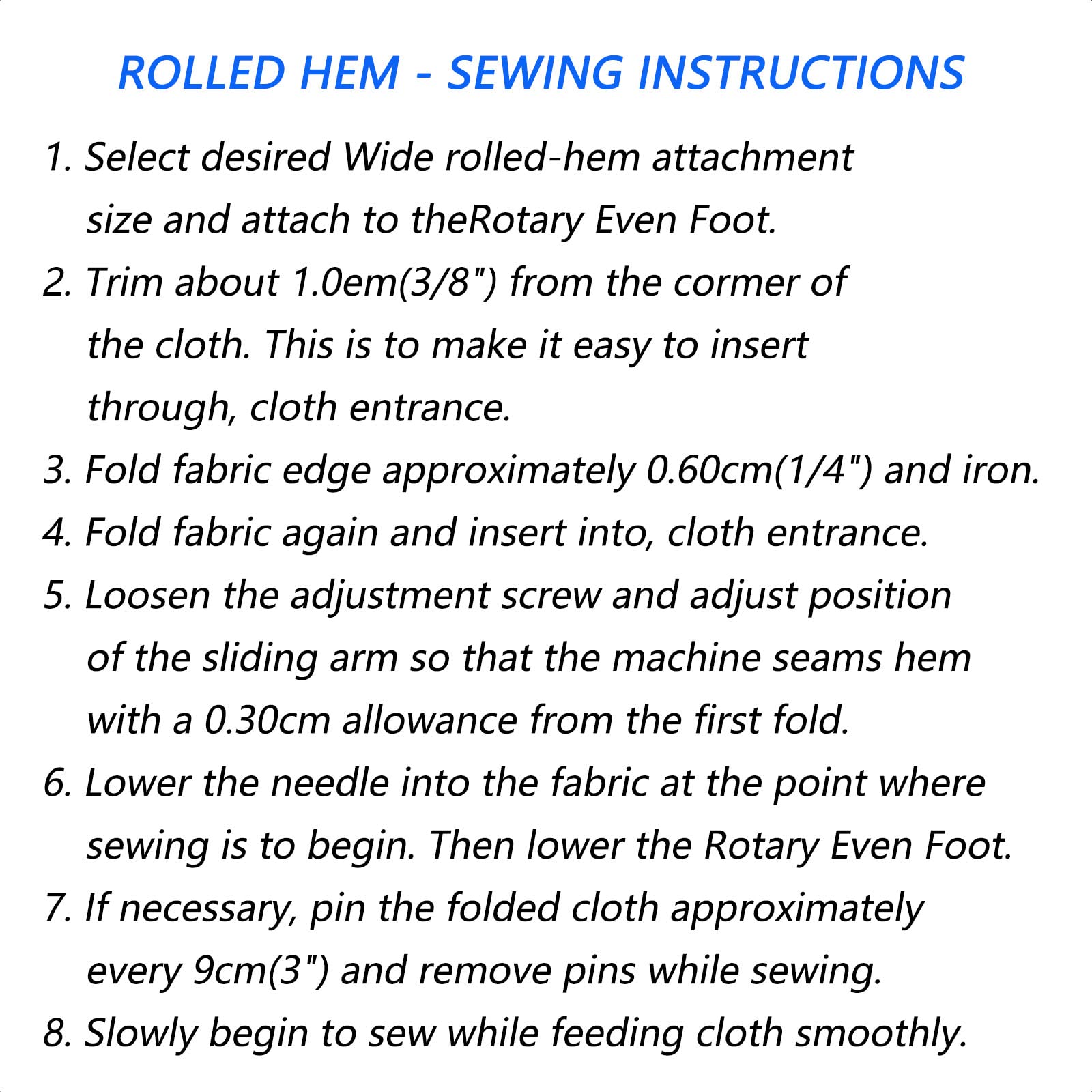 3 Sizes Wide Rolled Hem Pressure Foot Sewing Machine Presser Foot Hemmer Foot Set 1/2 Inch, 3/4 Inch, 1 Inch for Brother Singer and Other Low Shank Sewing Machine