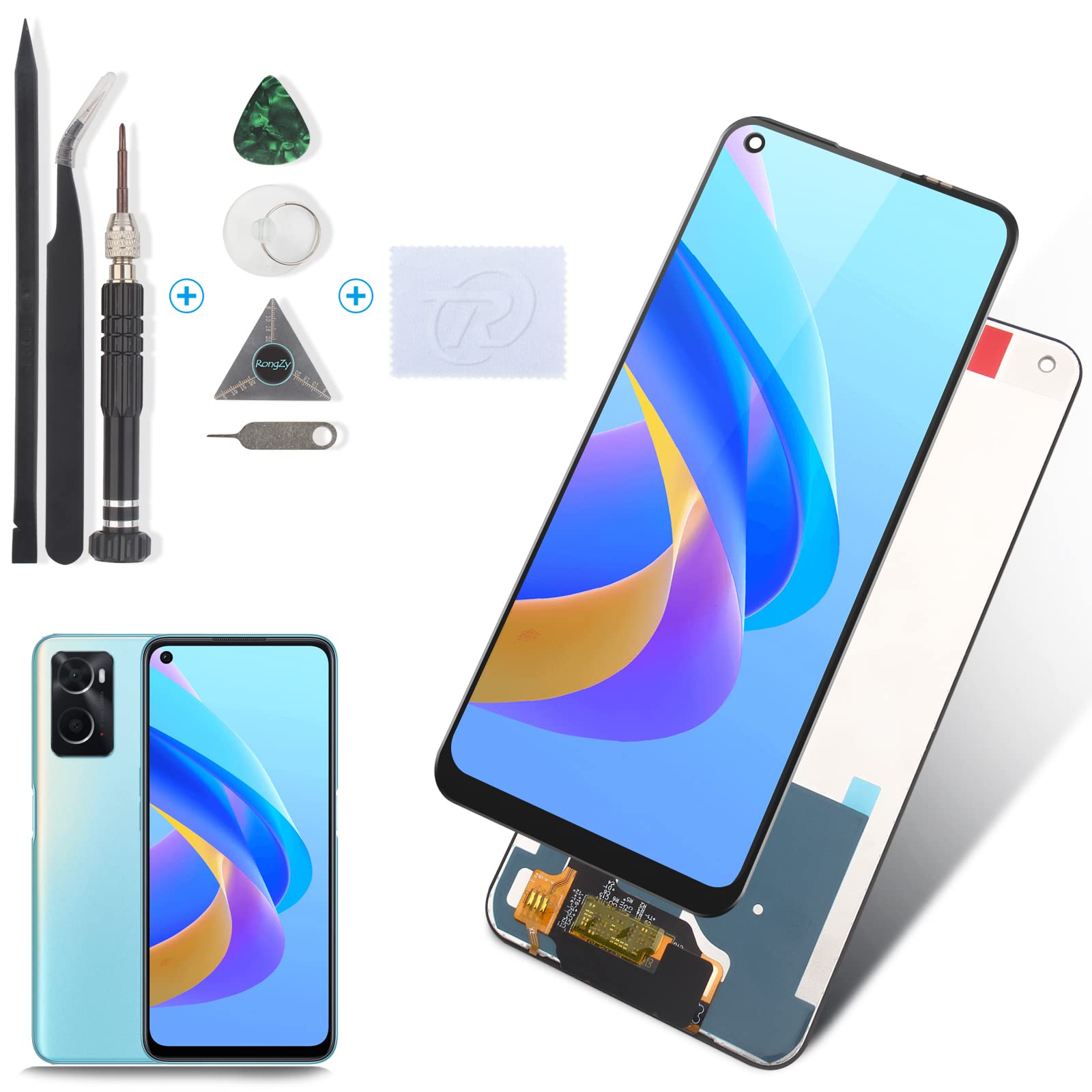 RongZy LCD Screen for Oppo A76 CPH2375 Replacement Touchscreen Digitizer Repair Panel with Tools (6.56 Inches, Black)