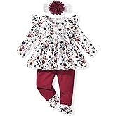 HINTINA Toddler Infant Girl Ruffle long Sleeve Top Pants 2 Piece Outfits Baby Girl Fall Winter Clothes Set