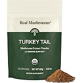 Real Mushrooms Turkey Tail Mushroom Powder – Organic Turkey Tail Extract from – for Wellness, Gut Harmony, & Energy Support – Vegan, Non-GMO, No Fillers – 100 Servings Functional Mushroom Supplement