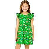 HILEELANG Girl Short Sleeve Dress Summer Cotton Casual Tunic Shirt Twirly Basic Skater Dress