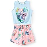 DISNEY Frozen Princess Minnie Stitch Girl Clothes Long Sleeve Knot Front Sweatshirt Flare Pants Fall 2 Piece Outfit 2-9Y