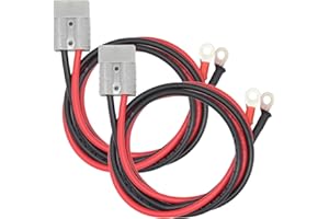 AMOMD 50 Amp Anderson Connector Plug with O-Ring Connector 8 AWG Tinned Copper Cable (39.4") Battery Quick Connector for Forklifts Trailers Solar Power Storage Marine Industrial Applications