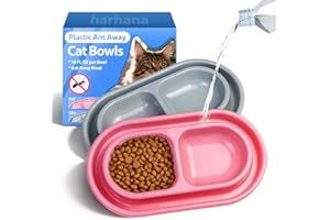 HARHANA Ant Away Outdoor Cat Bowl, Double Pet Bowl with Water Moat, Spill-Proof Design, Food & Water Feeder for Outdoor Cats – Ants Away, Easy Clean, Lightweight Plastic(Large, 2 Packs)