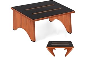 RAYLOVE Step Stool Foldable, Wooden Step Stools with Non-Slip Rubber Feet, Collapsible One Step Stool for Adults Seniors, 450 LBS Portable Bed Steps for High Beds, Kitchen, Bedroom, Bathroom, RV, No Assemble