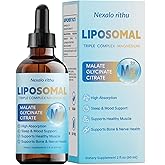 Liposomal Magnesium – Triple Magnesium Complex (Glycinate, Malate, Citrate) for Superior Absorption – Chelated Liquid MagnesiumComplex for Sleep, Muscle, Nerve & Calm Support –Non-GMO, Vegan, 2 Fl Oz