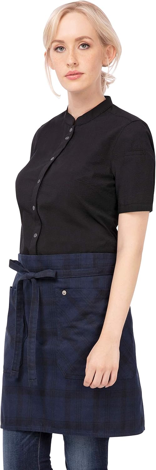 Chef Works mens Unisex Olympia Half Bistro Aprons, Navy, 19 L X 31.7 W US: Clothing