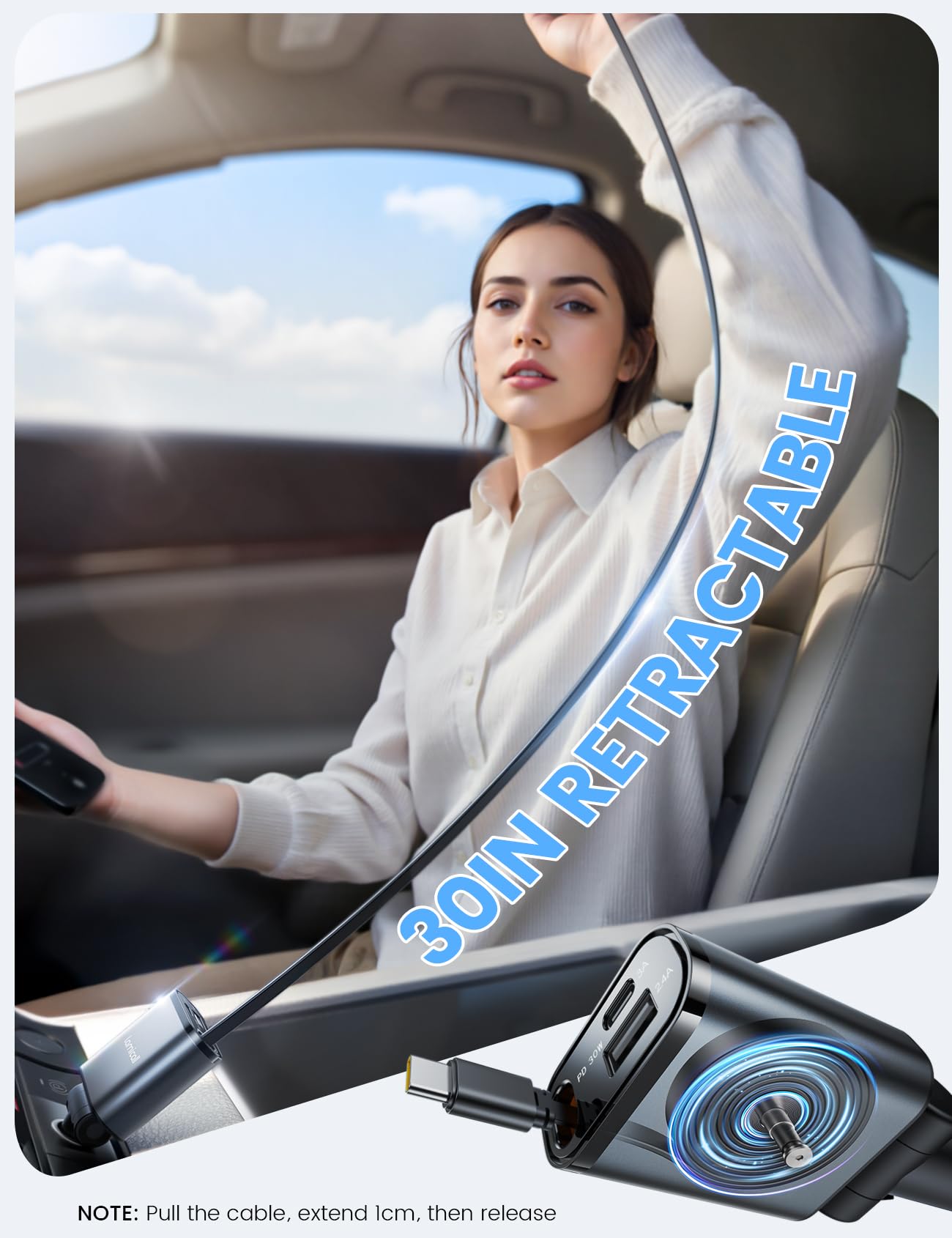 Lamicall Car Charger USB C Compatible with iPhone 17 16 15 Fast Charging [Ultra-Compact, 60% Less Space] 57w Type C Retractable Car Charger Fit Samsung Galaxy S25 S24 Ultra Pixel Android