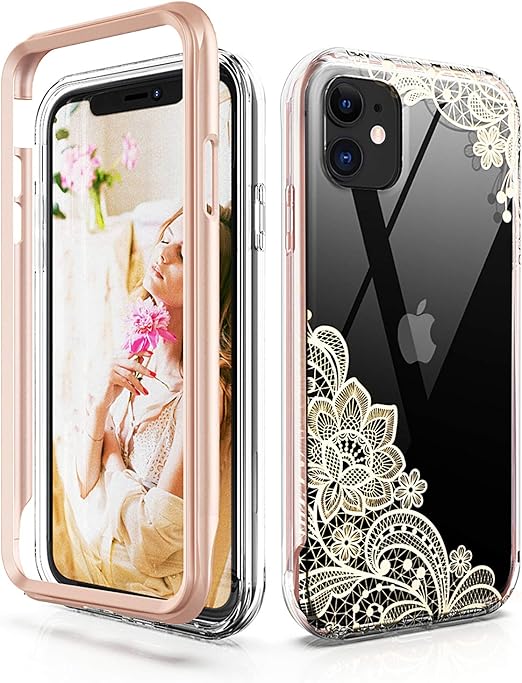 Amazon Com Yvpro Iphone 11 Case Gold Cute Flower Floral For Women Girls Golden Plastic Bumper Tpu Shockproof Protective Phone Cover
