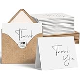 VNS Creations Thank You Cards With Envelopes Bulk Set & Stickers - 100 Pack 4x6 Blank Thank You Notes Bulk Box Set - Large Note Card Small Business, Wedding, Baby Shower & Bridal Shower - White