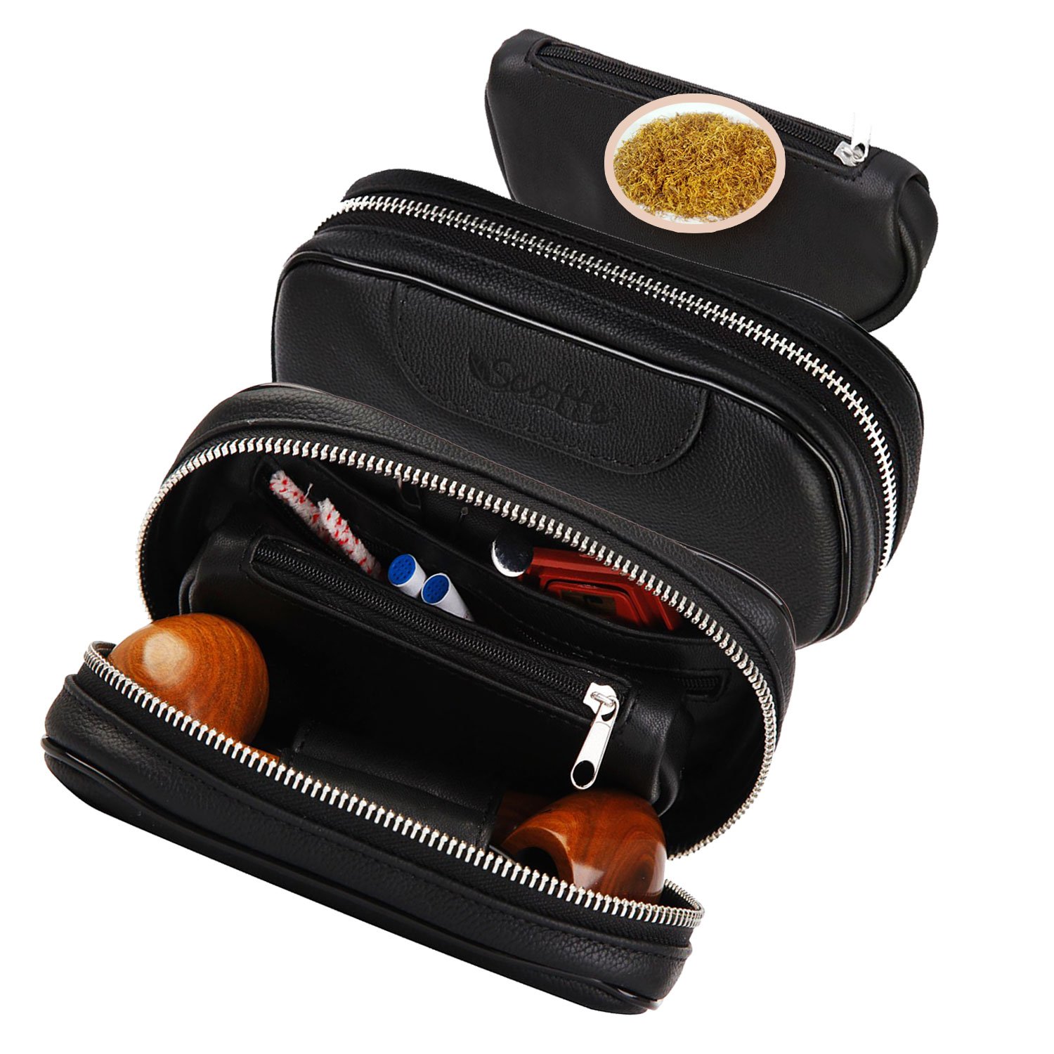 Free trip Leather pipe tobacco pouch/smoking pipe accessories bag