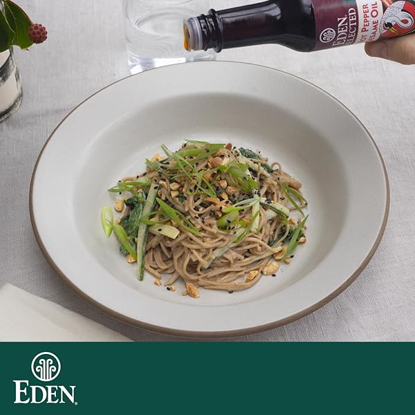 EDEN HOT PEPPER TOASTED SESAME CHILI OIL, UNREFINED EXPELLER PRESSED, 5 OZ AMBER GLASS BOTTLE